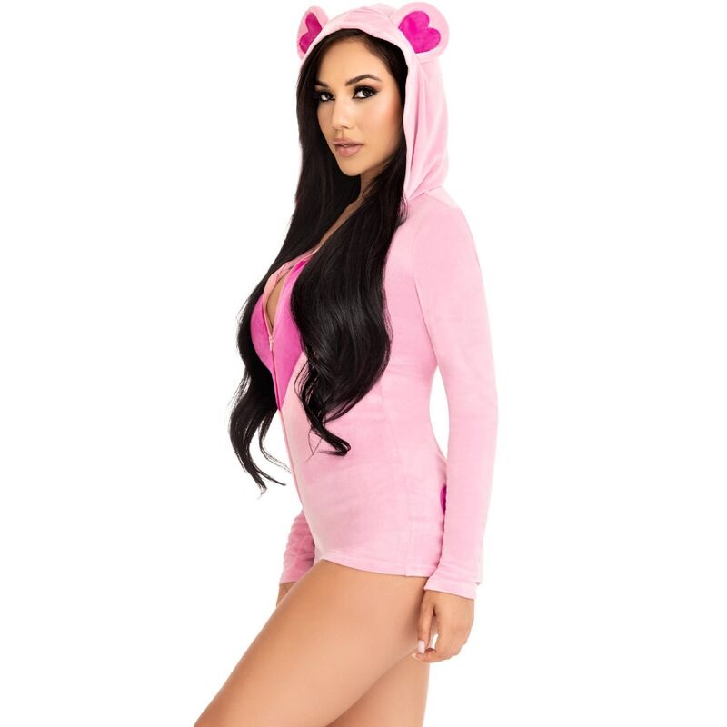 LEG AVENUE - BODY VELOURS OURS EN TEDDY ROSE M - Jouez Plaisir