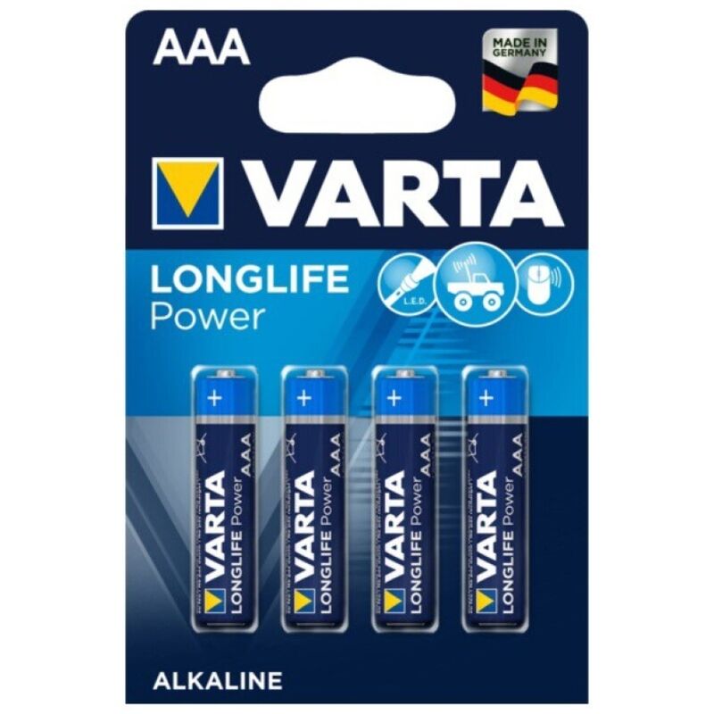 VARTA - PILE ALCALINE LONGLIFE POWER AAA LR03 4 UNITÉ - Jouez Plaisir