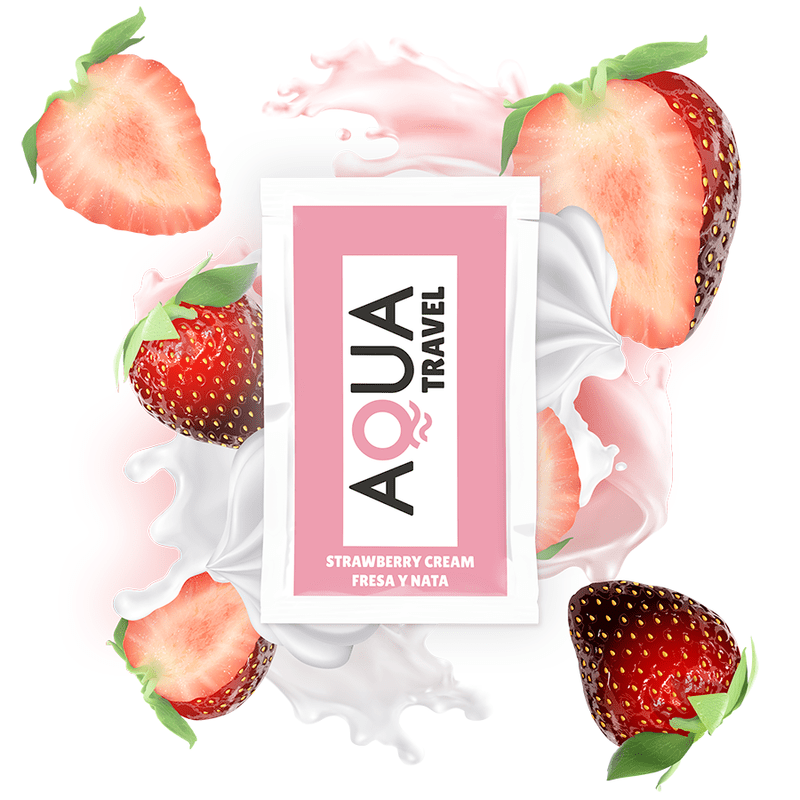 AQUA TRAVEL - LUBRIFIANT À BASE D'EAU SAVEUR CRÈME DE FRAISE 6 ML - Jouez Plaisir