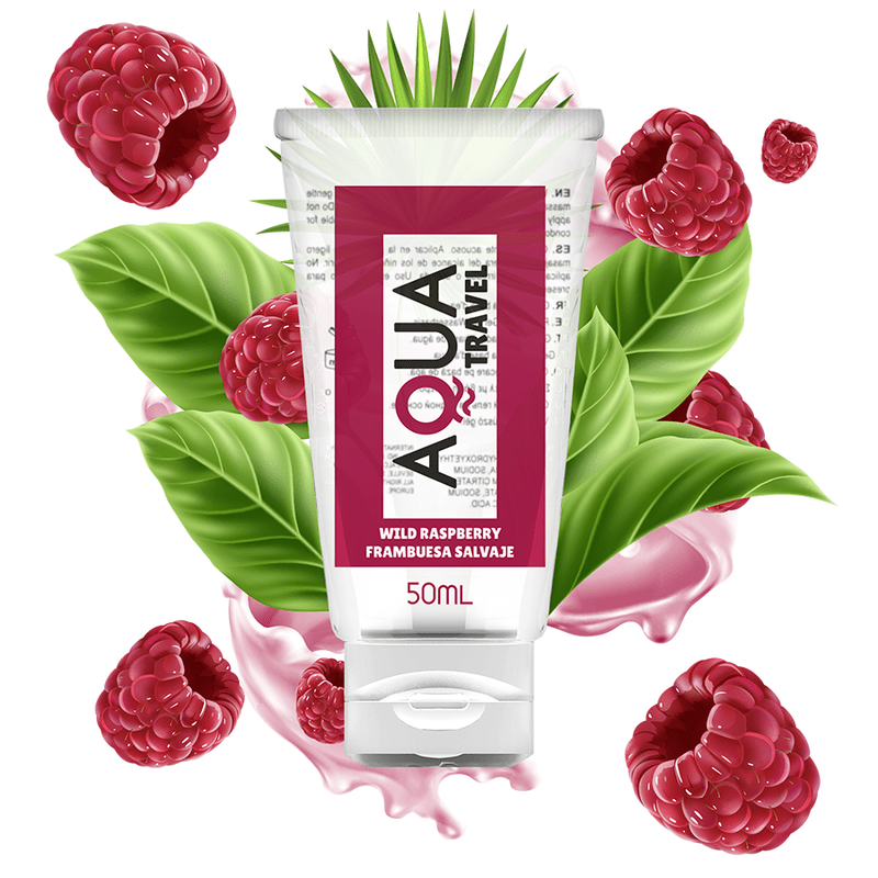 AQUA TRAVEL - LUBRIFIANT A BASE D''EAU SAVEUR FRAMBOISE SAUVAGE - 50 ML - Jouez Plaisir