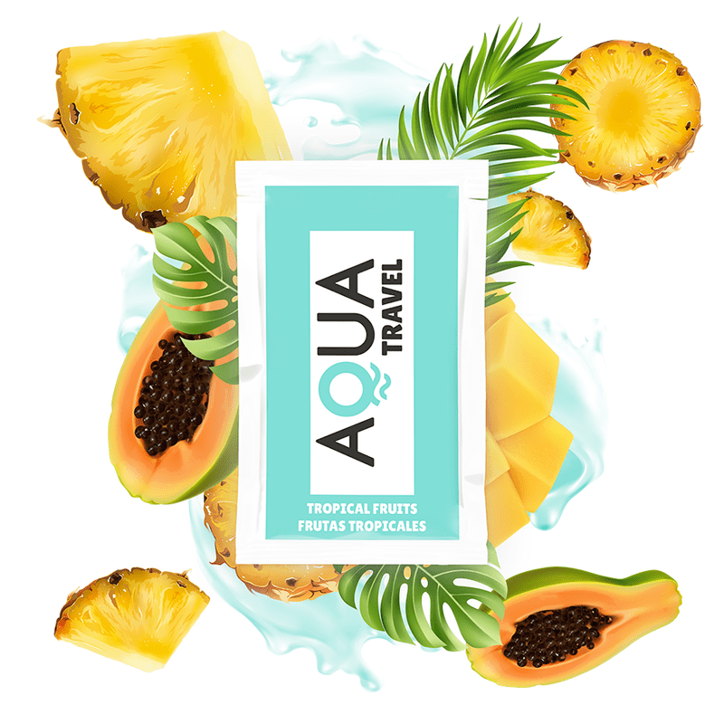 AQUA TRAVEL - LUBRIFIANT À BASE D'EAU SAVEUR FRUITS TROPICAUX 6 ML - Jouez Plaisir