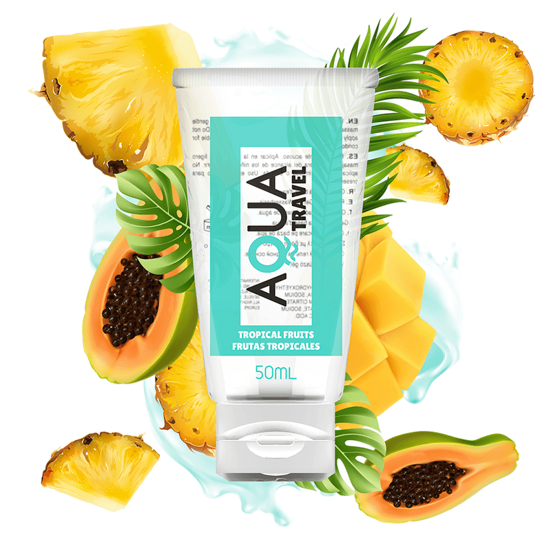 AQUA TRAVEL - SAVEUR LUBRIFIANT A BASE D''EAU FRUITS TROPICAUX - 50 ML - Jouez Plaisir