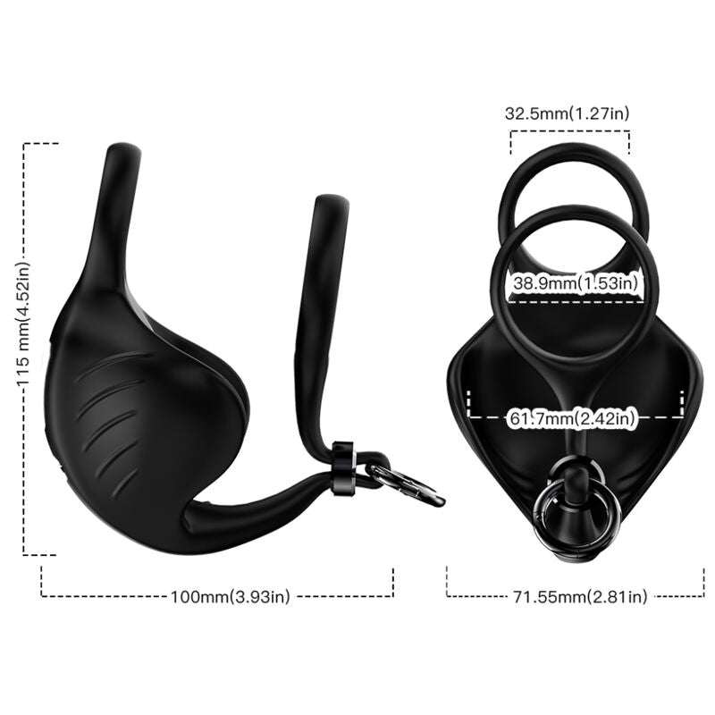 ARMONY - ANNEAU VIBRATEUR MANTA SCROTUM TÉLÉCOMMANDE NOIR - Jouez Plaisir