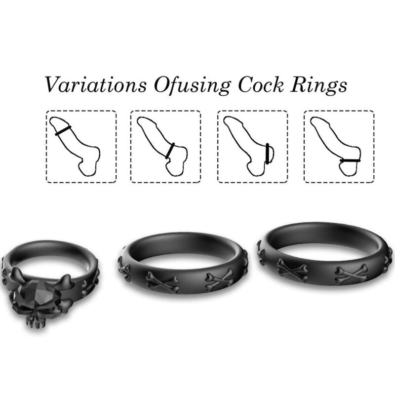 ARMONY - BAGUES CALAVERA SILICONE NOIR - Jouez Plaisir