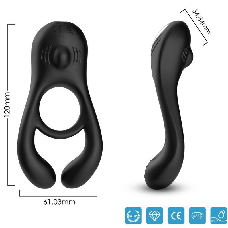 ARMONY - JOUET À ANNEAU VIBRATEUR DOUBLE VEYRON POUR COUPLES NOIR - Jouez Plaisir