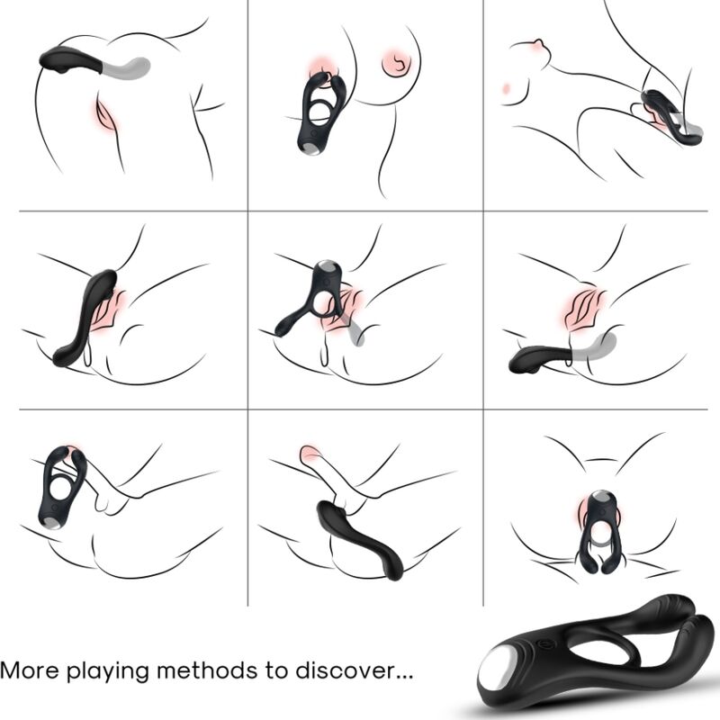 ARMONY - JOUET À ANNEAU VIBRATEUR DOUBLE VEYRON POUR COUPLES NOIR - Jouez Plaisir