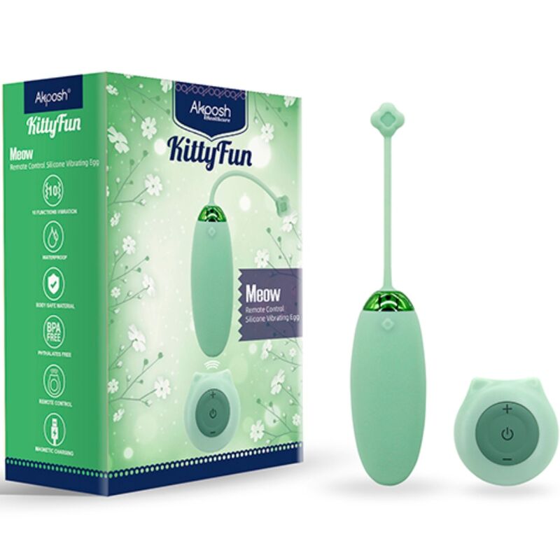 ARMONY - KITTY FUN EGG VIBRATEUR TÉLÉCOMMANDE 10 VIBRATIONS VERT - Jouez Plaisir