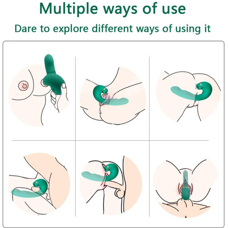 ARMONY - VIBRATEUR & VENTOUSE FLEXIBLE VERT - Jouez Plaisir