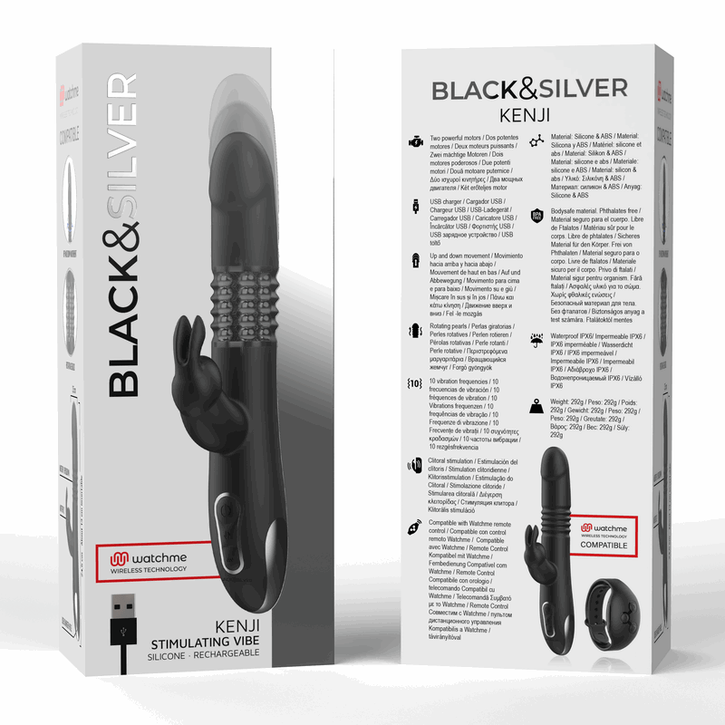 BLACK&SILVER - KENJI STIMULANT VIBE COMPATIBLE AVEC LA TECHNOLOGIE SANS FIL WATCHME - Jouez Plaisir