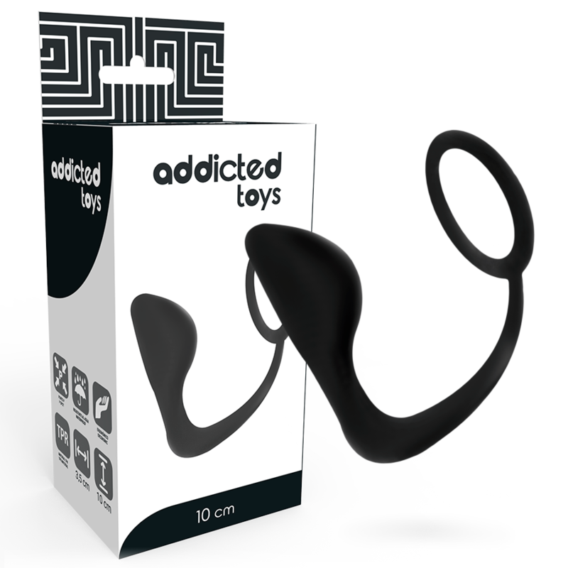 ADDICTED TOYS - ANALPLUG MIT SCHWARZEM COCKRING