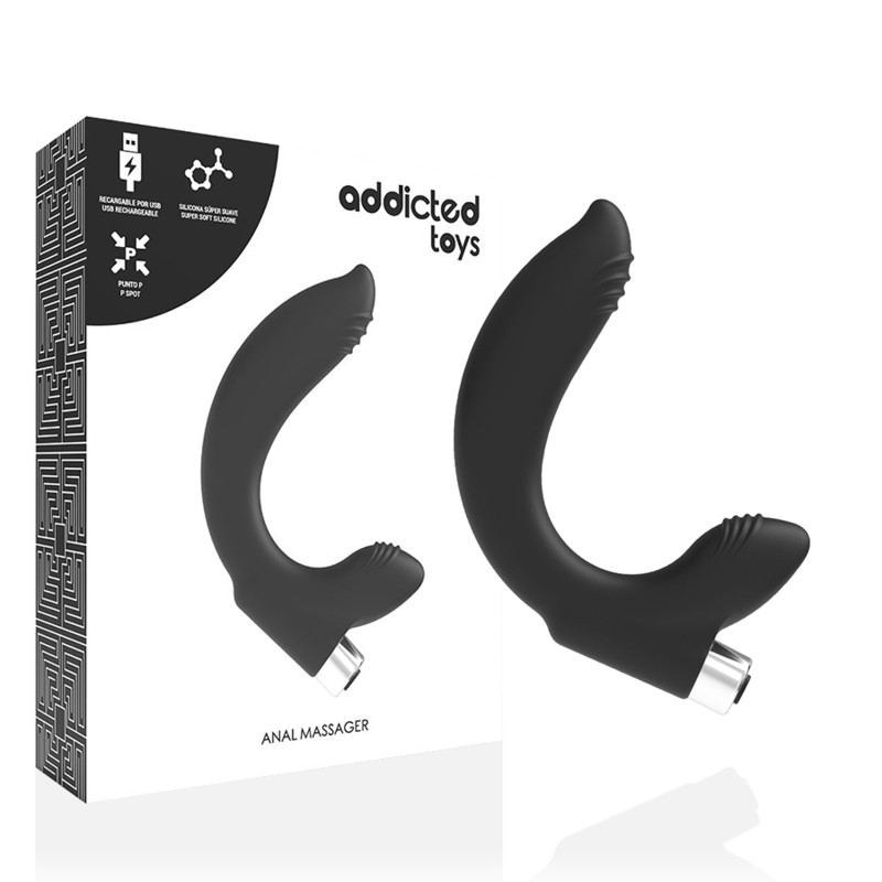 ADDICTED TOYS - WIEDERAUFLADBARER PROSTATA-VIBRATOR MODELL 7 - SCHWARZ