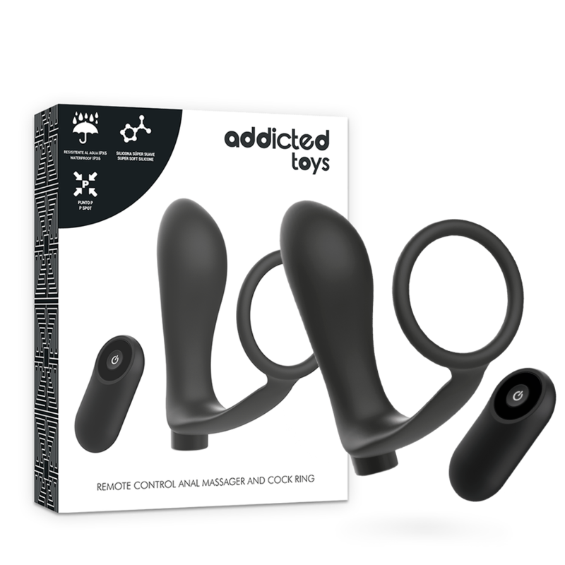 ADDICTED TOYS - COCKRING MIT FERNBEDIENUNG, WIEDERAUFLADBARER SCHWARZER ANALSTECKER