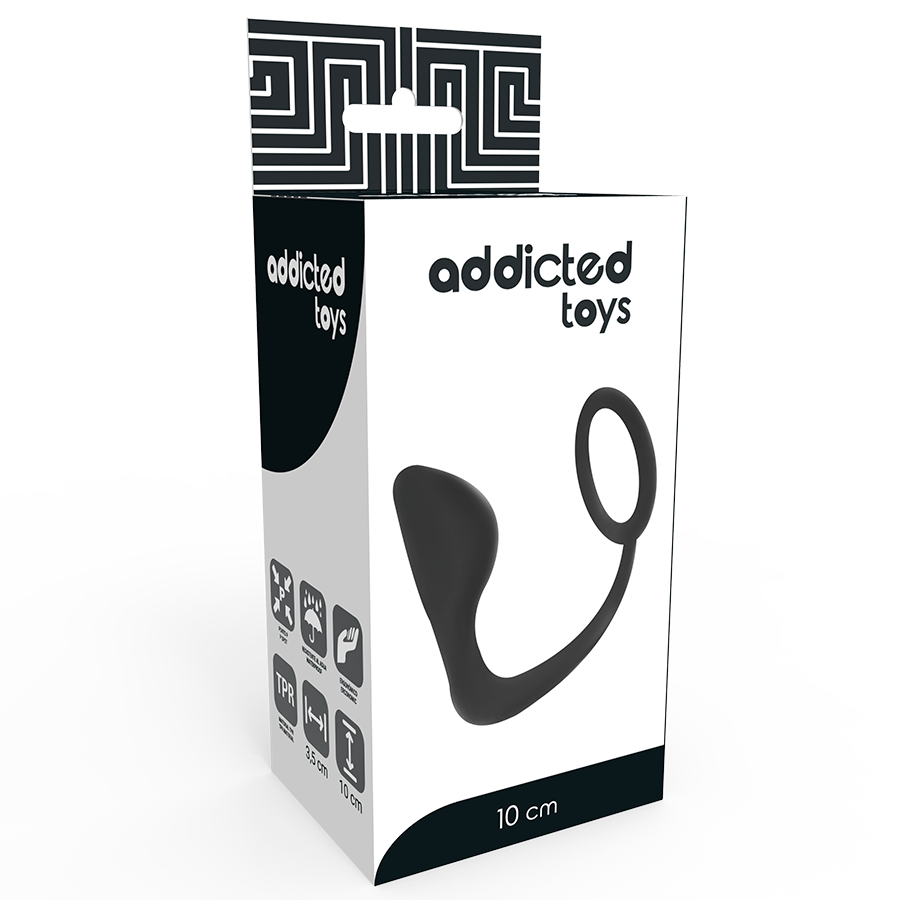 ADDICTED TOYS - ANALPLUG MIT SCHWARZEM COCKRING