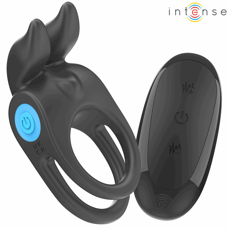 INTENSE - SAM VIBRATEUR DOUBLE ANNEAU PÉNIS 10 VIBRATIONS NOIR - Jouez Plaisir