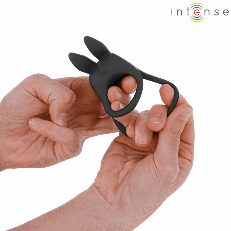 INTENSE - SAM VIBRATEUR DOUBLE ANNEAU PÉNIS 10 VIBRATIONS NOIR - Jouez Plaisir