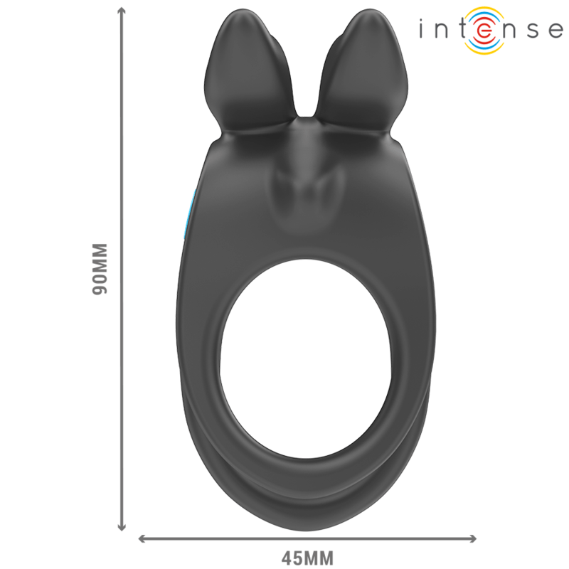 INTENSE - SAM VIBRATEUR DOUBLE ANNEAU PÉNIS 10 VIBRATIONS NOIR - Jouez Plaisir