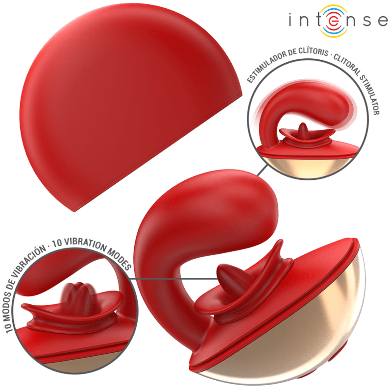 INTENSE - VIBRATEUR & STIMULATEUR MARIAH EN FORME DE U 10 VIBRATIONS ROUGE - Jouez Plaisir