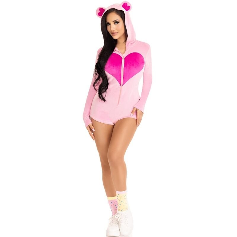 LEG AVENUE - BODY VELOURS OURS EN TEDDY ROSE M - Jouez Plaisir