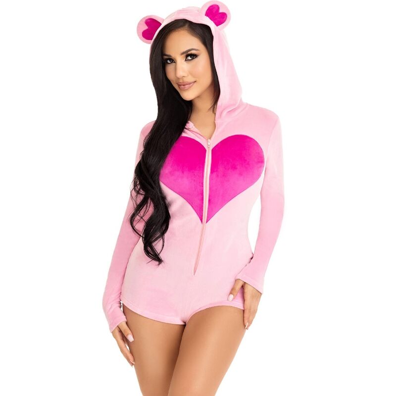 LEG AVENUE - BODY VELOURS OURS EN TEDDY ROSE M - Jouez Plaisir