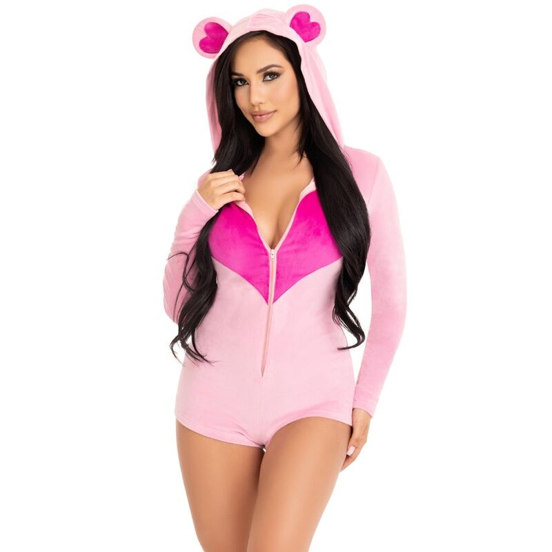 LEG AVENUE - BODY VELOURS OURS EN TEDDY ROSE M - Jouez Plaisir