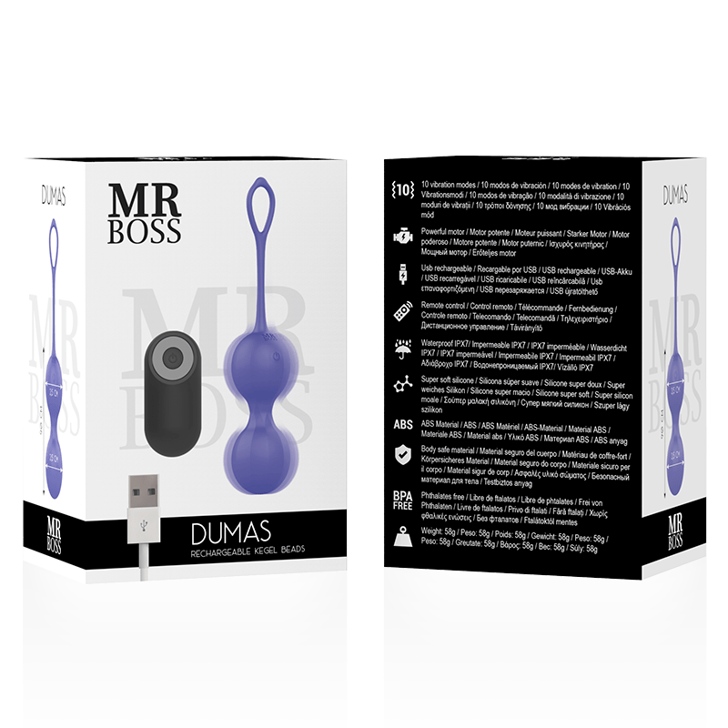 MR BOSS - DUMAS PERLES DE KEGEL VIBRANTES TÉLÉCOMMANDE - Jouez Plaisir