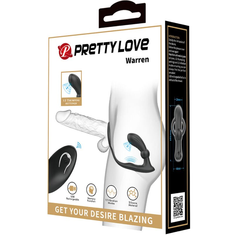 PRETTY LOVE - ANNEAU ANAL ET VIBRATEUR WARREN NOIR - Jouez Plaisir
