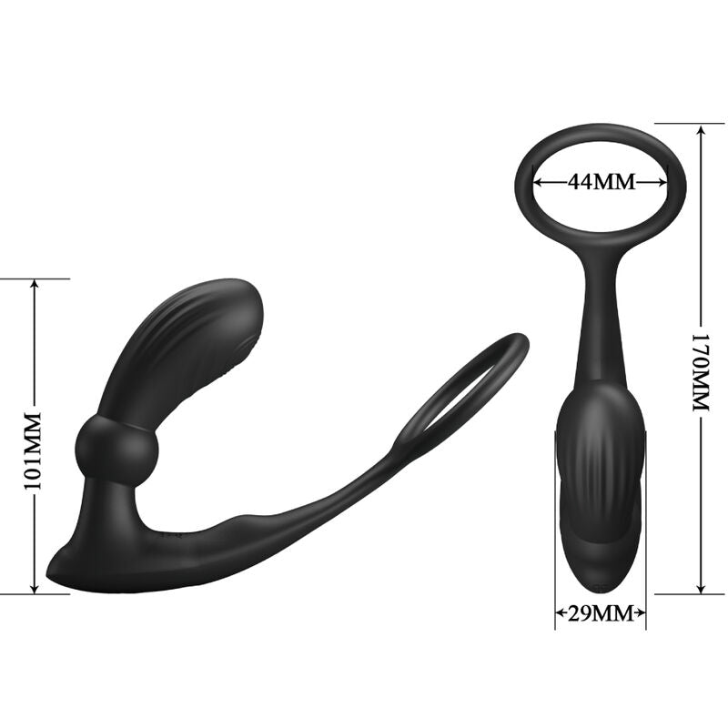 PRETTY LOVE - ANNEAU ANAL ET VIBRATEUR WARREN NOIR - Jouez Plaisir