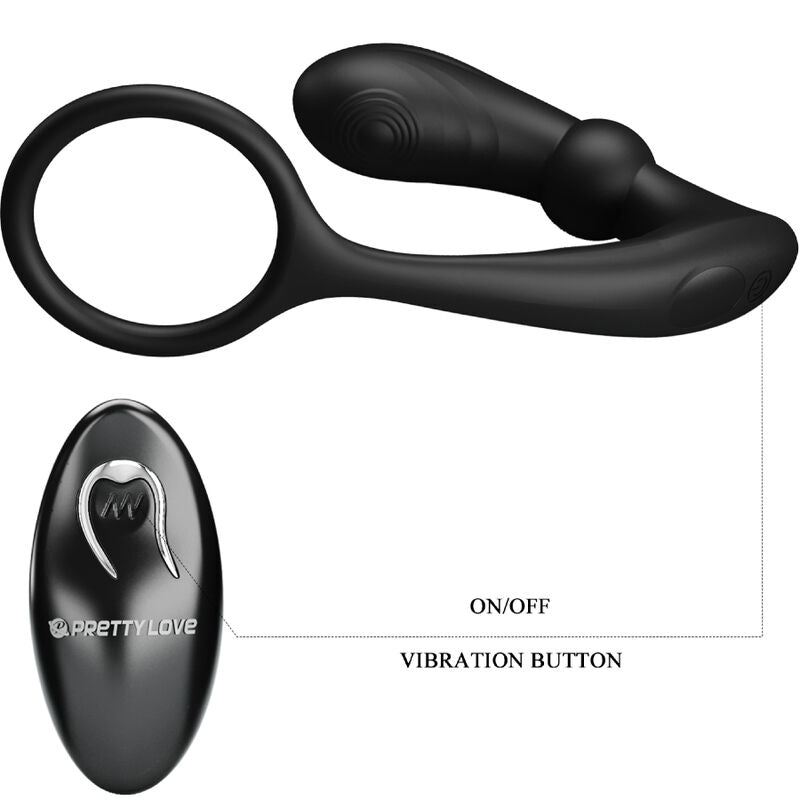 PRETTY LOVE - ANNEAU ANAL ET VIBRATEUR WARREN NOIR - Jouez Plaisir