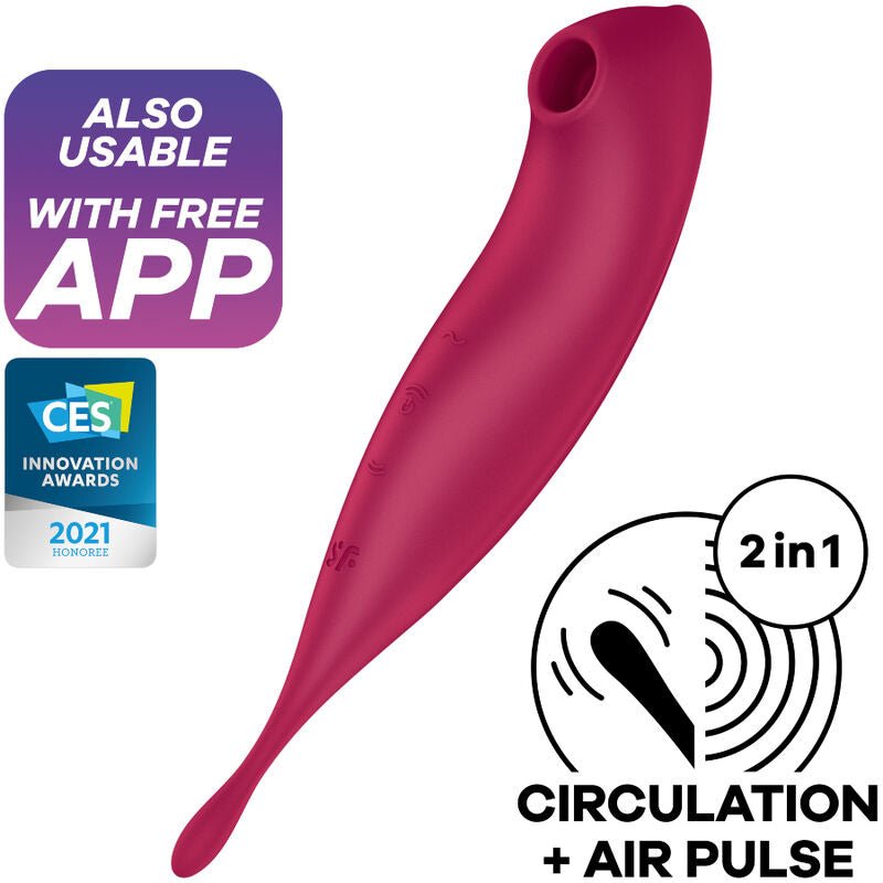 SATISFYER - APPLICATION DE STIMULATEUR ET VIBRATEUR TWIRLING PRO+ VERT - Jouez Plaisir