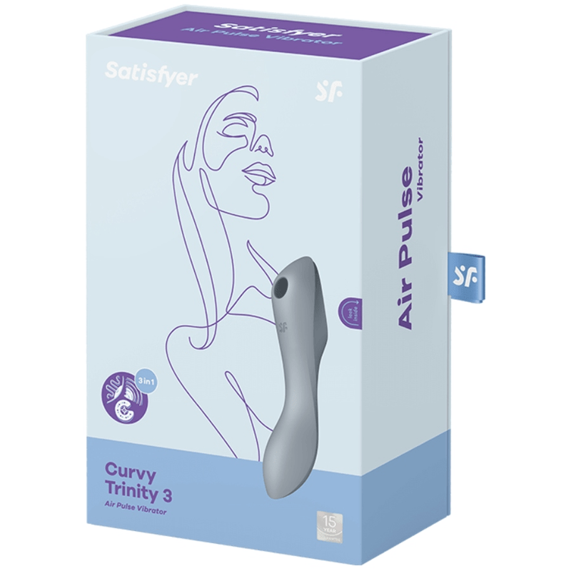 SATISFYER - STIMULATEUR ET VIBRATEUR CURVY TRINITY 3 GRIS - Jouez Plaisir