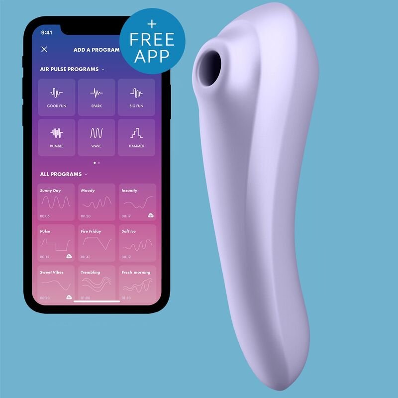 SATISFYER - VIBRATEUR DUAL PLEASURE AIR PULSE MAUVE - Jouez Plaisir