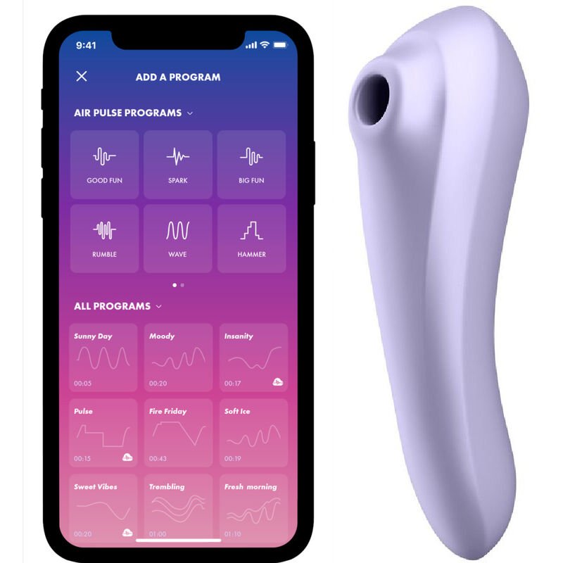 SATISFYER - VIBRATEUR DUAL PLEASURE AIR PULSE MAUVE - Jouez Plaisir