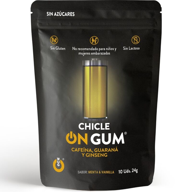WUG GUM - ON CAFFEINE, GINSENG AND GUARANA GUM 10 UNITS - Jouez Plaisir